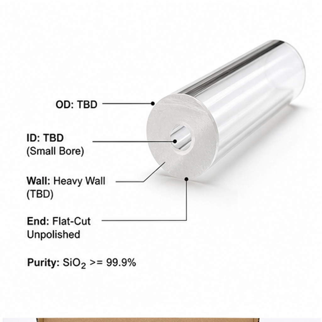 High Purity Heavy Wall Small Bore Quartz Glass Tube Flat Cut Unpolished