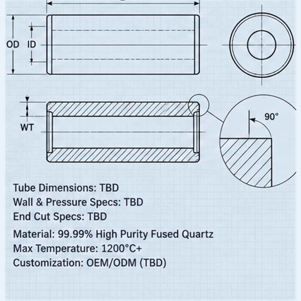 Heavy-Wall Fused-Quartz Cylindrical Pressure Tubes with Squared Ends for High-Pressure Autoclave Sight Glass