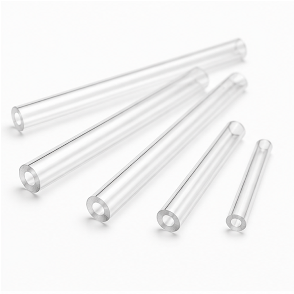 Small Bore Clear Fused Quartz Glass Tube with Flat Cut Unpolished Ends for Chromatography
