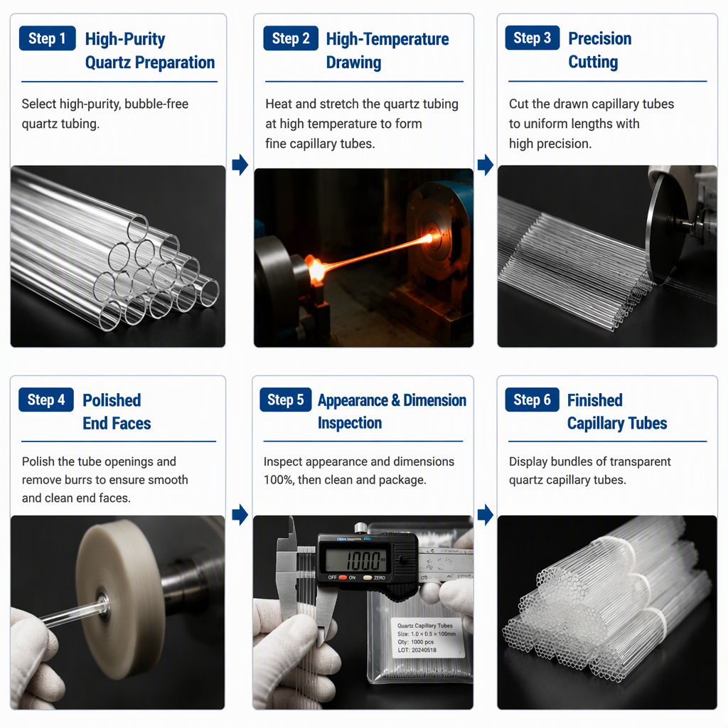 Custom Size Translucent Capillary Quartz Tube Polished Twin Pipe Ozone Free Chemical Industry