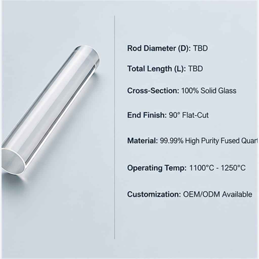 Solid Fused-Quartz Cylindrical Rods with Precision 90-Degree Flat-Cut Ends for Optical Laser Light Guides