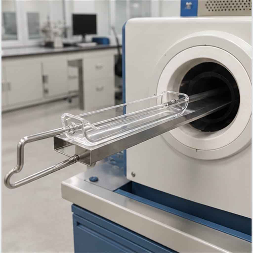 Clear Fused-Quartz Combustion Vessels with Fused Pull Rings for High-Temperature Analytical Tube Furnaces