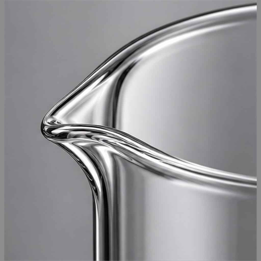 Clear Fused-Quartz Laboratory Beakers with Molded Pouring Spout for Acid-Resistant Chemical Heating