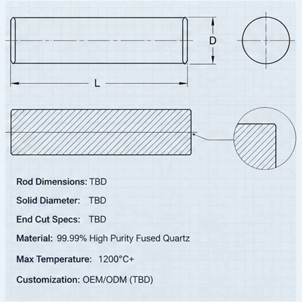 Solid Fused-Quartz Cylindrical Rods with Precision 90-Degree Flat-Cut Ends for Optical Laser Light Guides