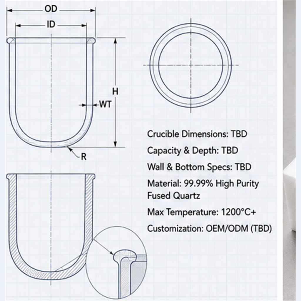 Clear Fused-Quartz Melting Crucibles with Fire-Polished Rims for High-Temperature Laboratory Muffle Furnaces