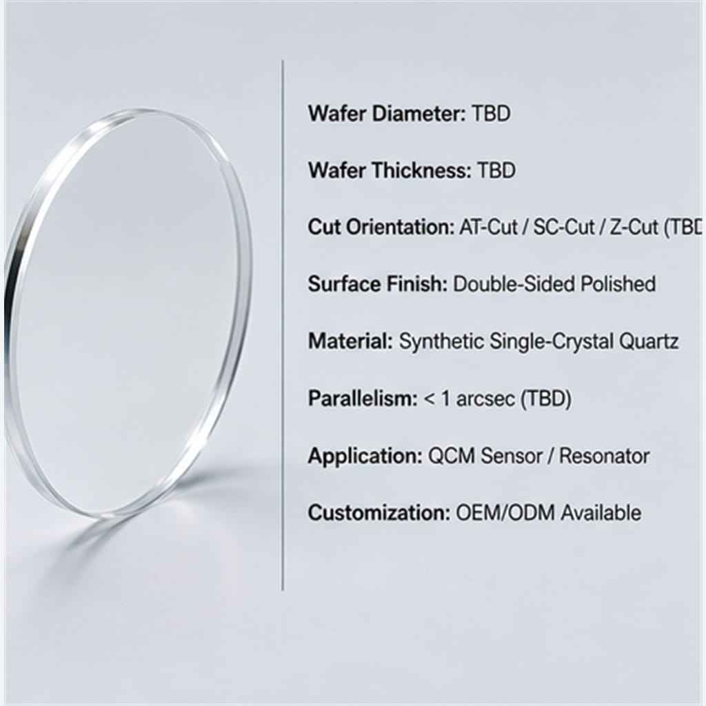Optically Polished Single-Crystal Quartz Wafers with Chamfered Edges for Piezoelectric QCM Sensors