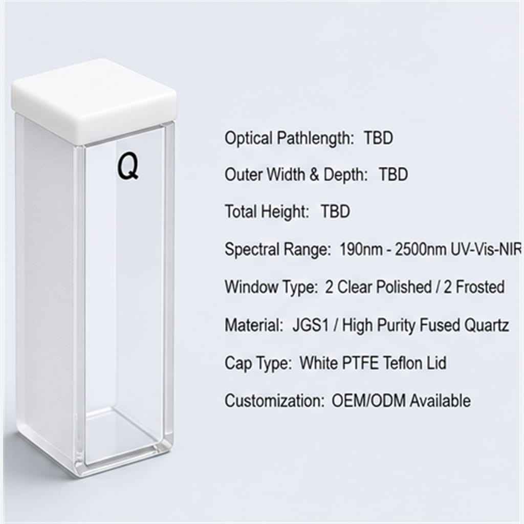 Optical Fused-Quartz Spectrophotometer Cuvettes with PTFE Lids for UV-Vis Precision Absorbance Analysis