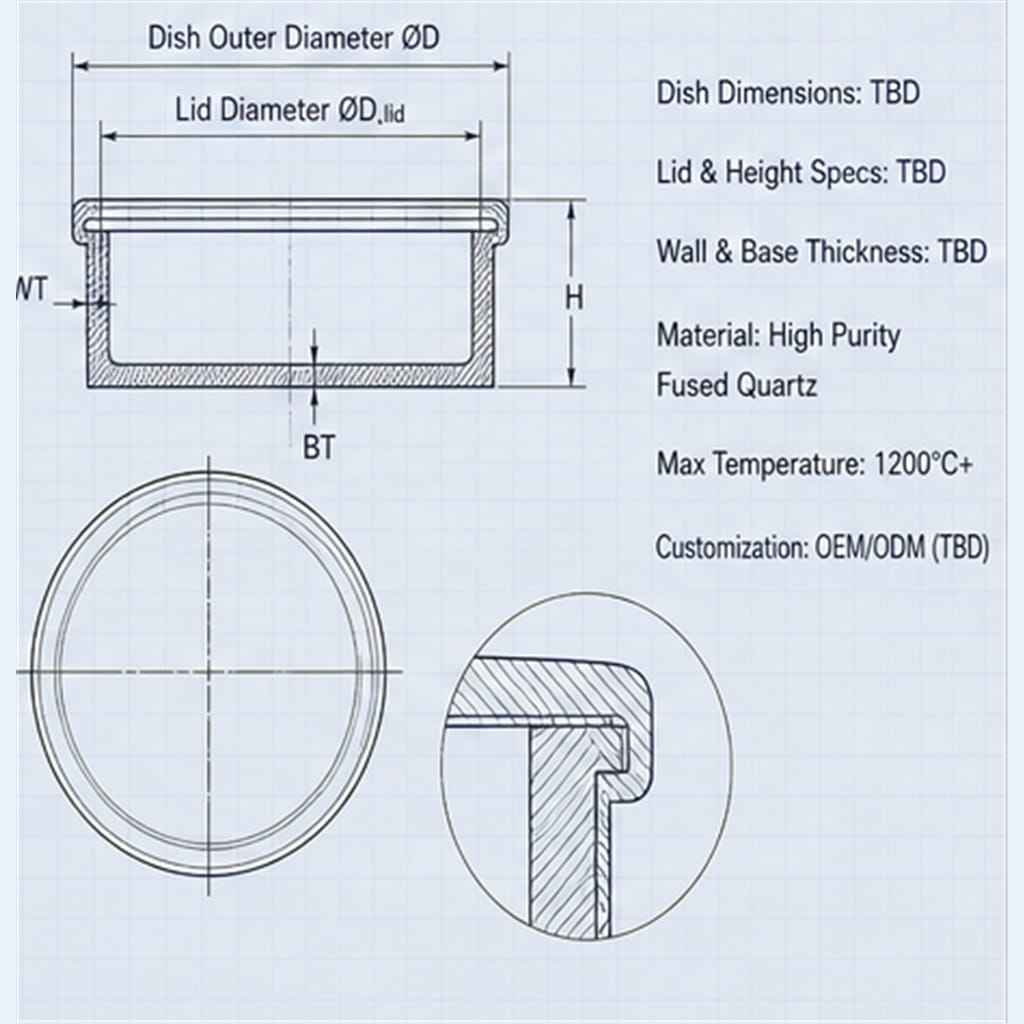 Clear Fused-Quartz Petri Dishes with Lids for High-Temperature Cell Culture and Acid Evaporation