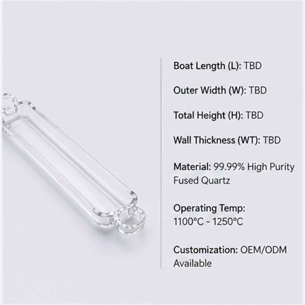 Fused-Quartz Combustion Sample Boats with Integrated Pull-Ring Handles for Laboratory Tube Furnace Heating