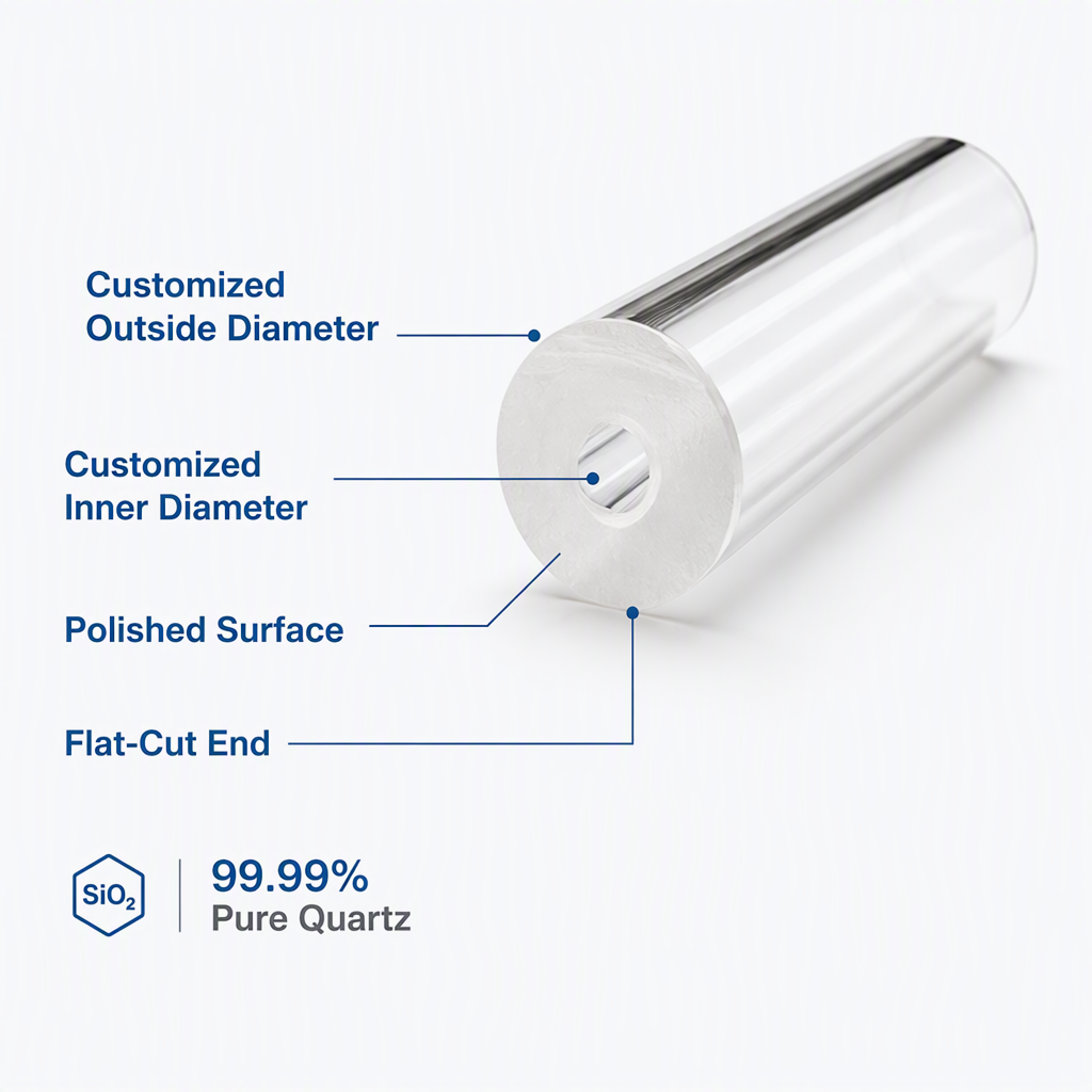 99.99% Pure Clear Quartz Twin Tube Polished Ozone Free Customized Bending Welding Cutting for Chemical Industry