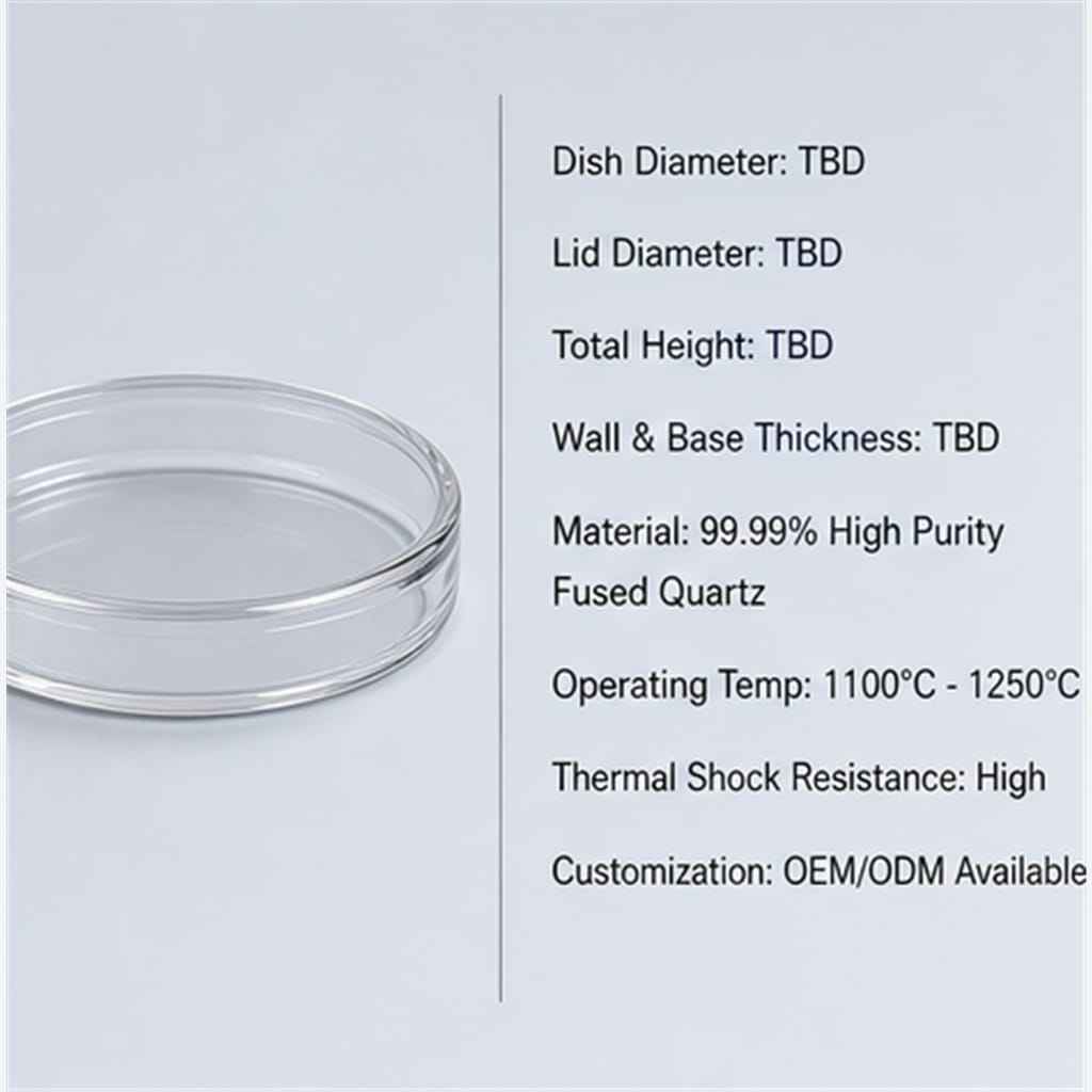Clear Fused-Quartz Petri Dishes with Lids for High-Temperature Cell Culture and Acid Evaporation