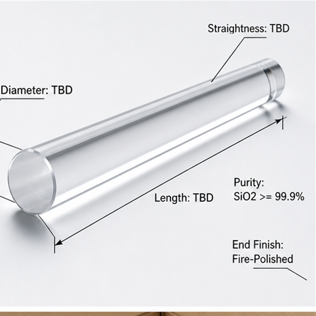 High Purity Solid Optical Clear Fused Quartz Glass Rod for Light Guide Semiconductor