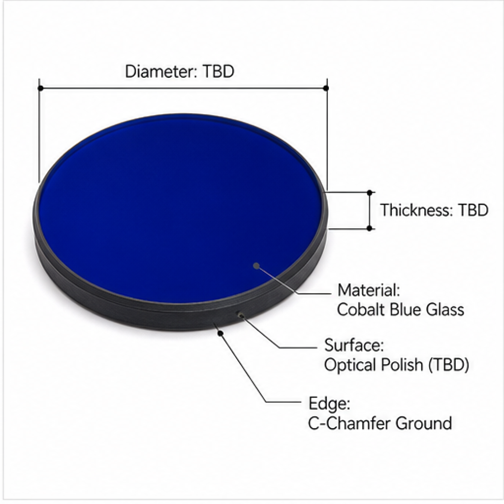 Optical Cobalt Blue Glass Disc Circular Filter Furnace Sight Glass Window