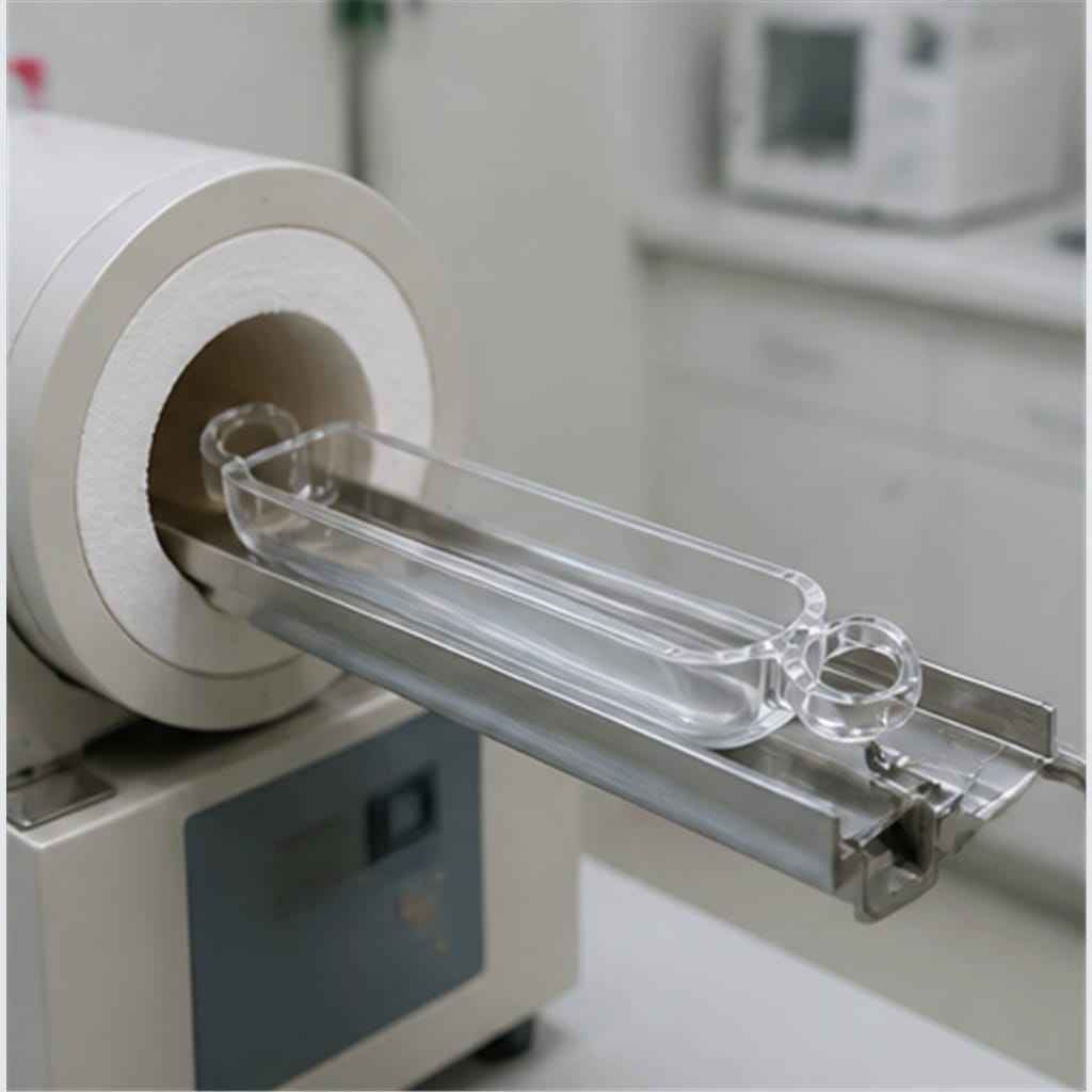 Fused-Quartz Combustion Sample Boats with Integrated Pull-Ring Handles for Laboratory Tube Furnace Heating