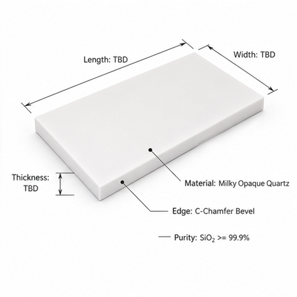High Purity Opaque Milky White Fused Quartz Rectangular Plate Sheet Slab
