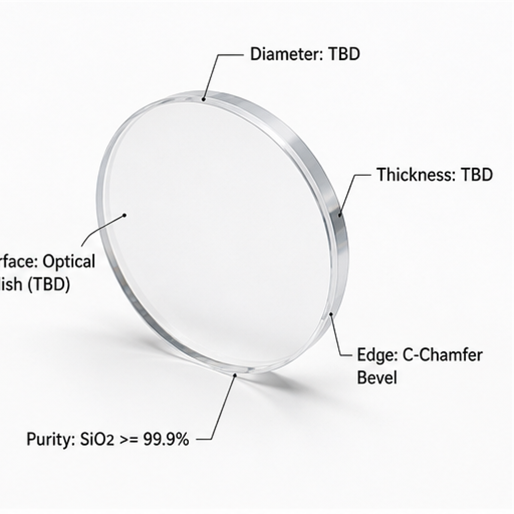 High Purity Optical Clear Fused Quartz Disc Circular Glass Window Substrate