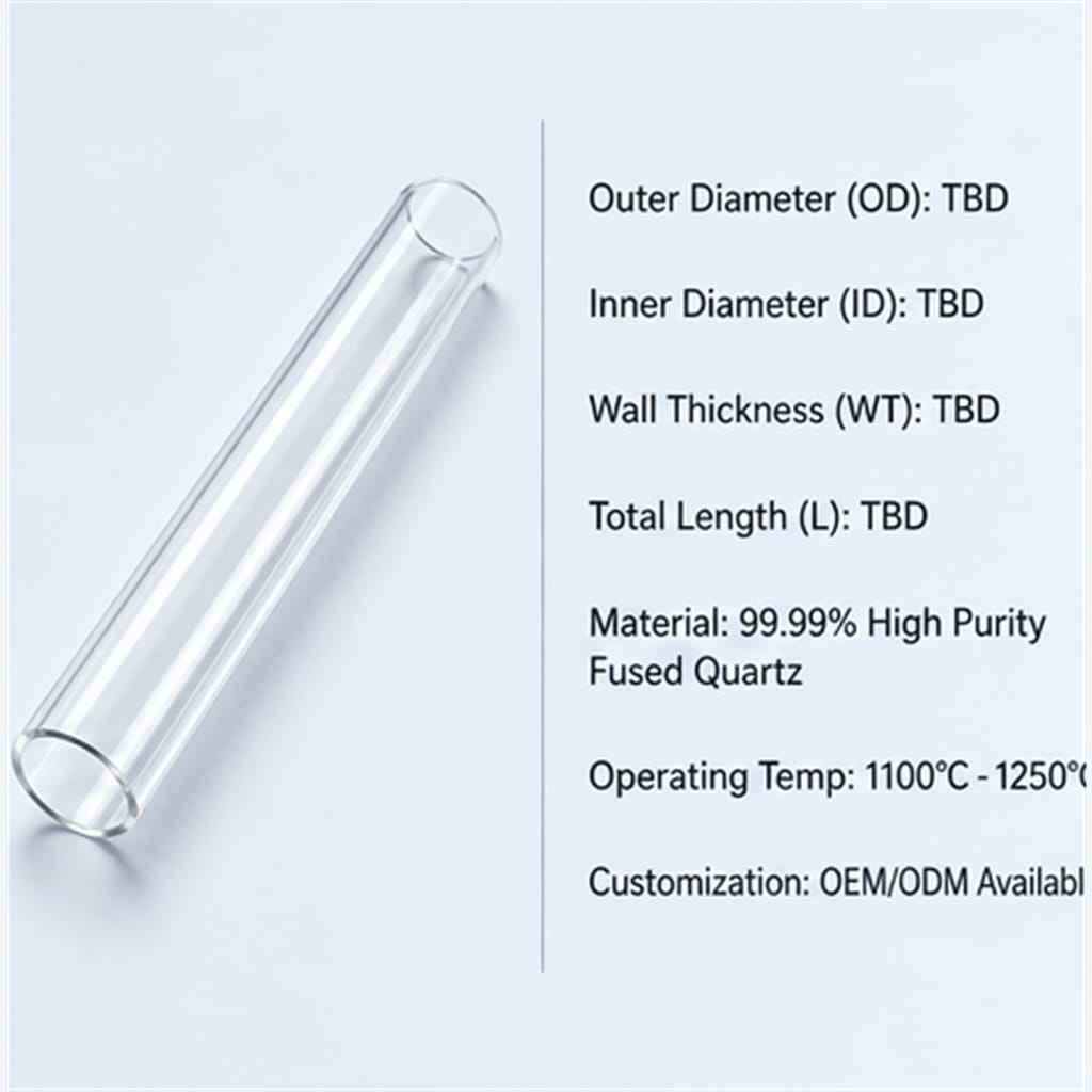 Precision Flat-Cut Fused-Quartz Straight Process Tubes with 90-Degree Squared Ends for Vacuum CVD Chambers