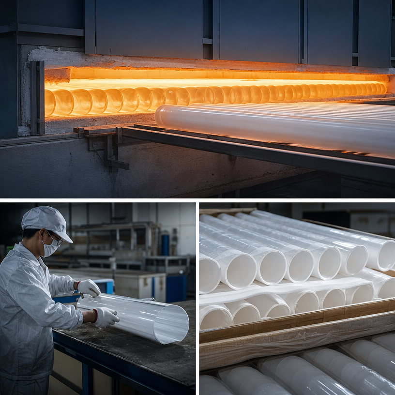 Custom Size Translucent Capillary Quartz Tube Polished Twin Pipe Ozone Free Chemical Industry