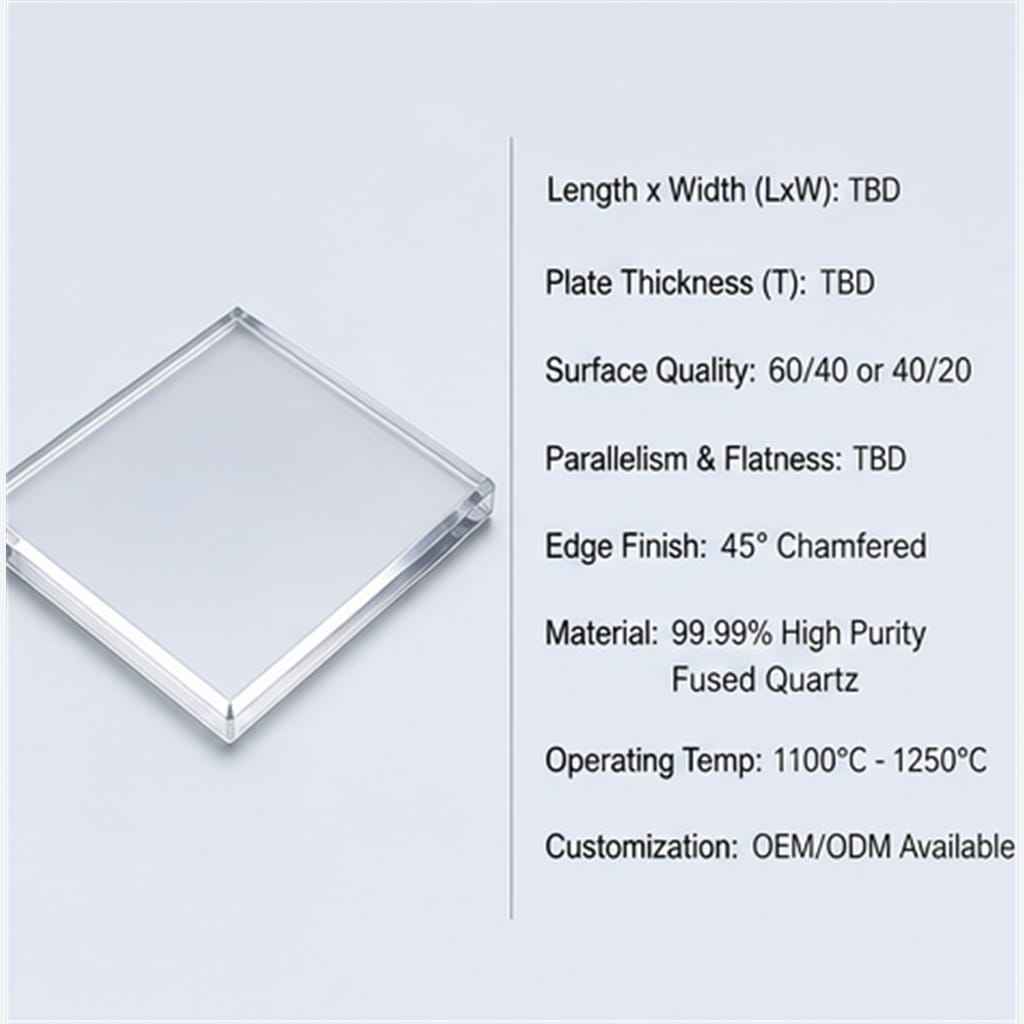 Precision Optical Fused-Quartz Square Plates with Chamfered Edges for Semiconductor Photomask Windows