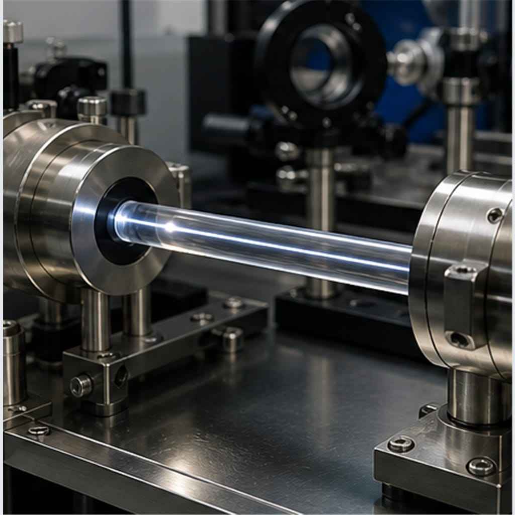 Solid Fused-Quartz Cylindrical Rods with Precision 90-Degree Flat-Cut Ends for Optical Laser Light Guides